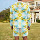 Men's Vibrant Kaleidoscope Geo Pattern All-Over Lightweight Sun Hoodie & Shorts Set