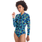 Women's Blue Kaleidoscope Bodysuit Long Sleeve