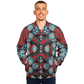 Men's Red, Green & White Teal Aztec Geo Pattern All-Over Print Baseball Jacket