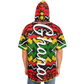 Men's Ghana Flag & Black Star Pattern All-Over Print Hooded Baseball Jersey