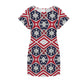 Women's Patriotic Red White Blue Geometric Round Neck Pocket Casual Dress