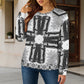 Women's Black & White Kaleidoscope Cross Pattern All Over Print Crew Neck Sweater.
