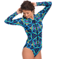 Women's Blue Kaleidoscope Bodysuit Long Sleeve