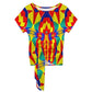 Women's Bold Rainbow Kente-Inspired Geometric Pattern All Over Print Side-Tie Short Sleeve Top & Wide-Leg Pants Set