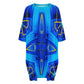 Women Vibrant Blue Geometric All-Over Print Oversized T- Shirt Loungewear