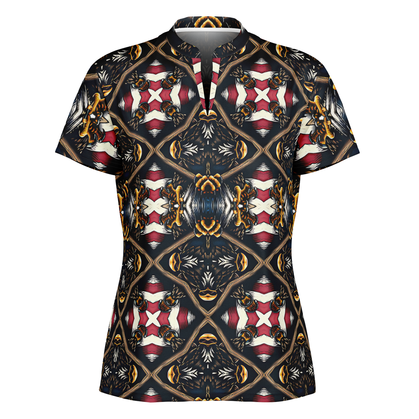 Women's Stand Up Collar Polyester Polo Shirt