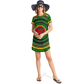 Women's Green Striped with Vibrant Accent Pattern All Over print T-Shirt Dress