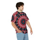 Men's Red, Black & White Psychedelic Pattern All-Over Print Shirt