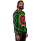 Men's Green Striped with Vibrant Accent Pattern All Over print Long Sleeve Hooded Performance Shirt