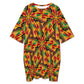 Women's Vibrant African Kente Geometric All-Over Print Oversized T- Shirt Loungewear