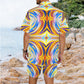 Men Abstract Sunburst Pattern All Over print Hawaiian Shirt & Shorts Set