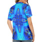 Women Vibrant Blue Geometric All-Over Print  Polo Shirt