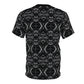 Men's Black Geometric Kaleidoscope Pattern All-Over Print Tee