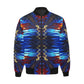 Men's Blue & Red Kaleidoscope Pattern All-Over Print Bomber Jacket