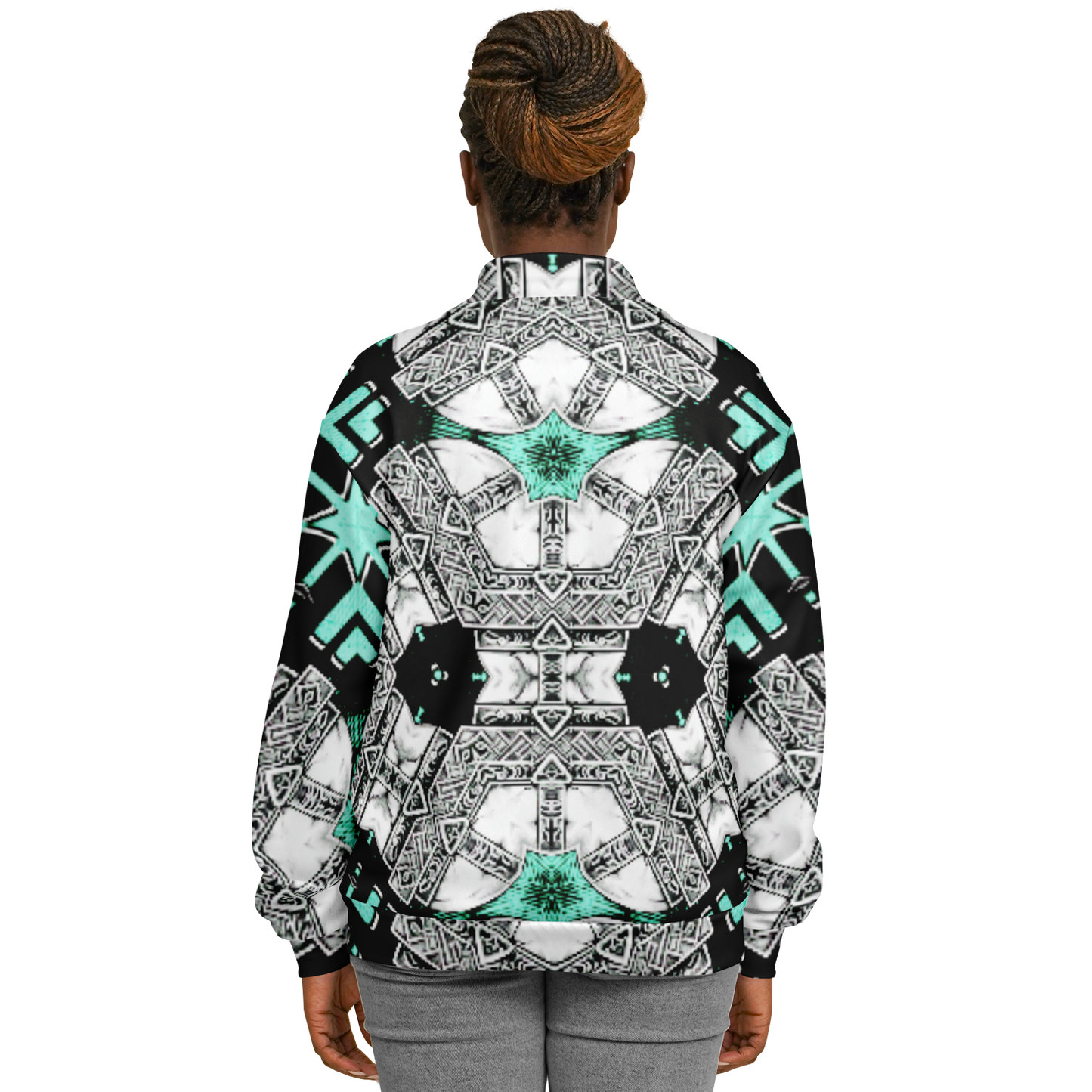 Women's Kaleidoscope Geometric Pattern All Over Print Baseball Jacket