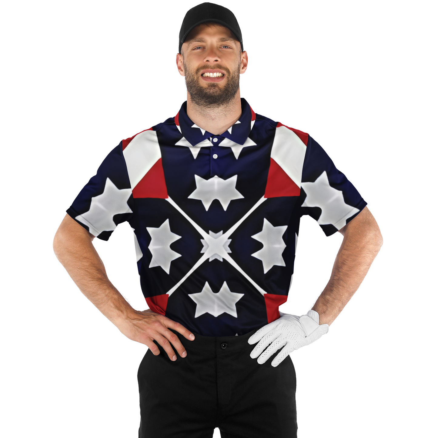 Men's Patriotic Star Flag Polo Shirt