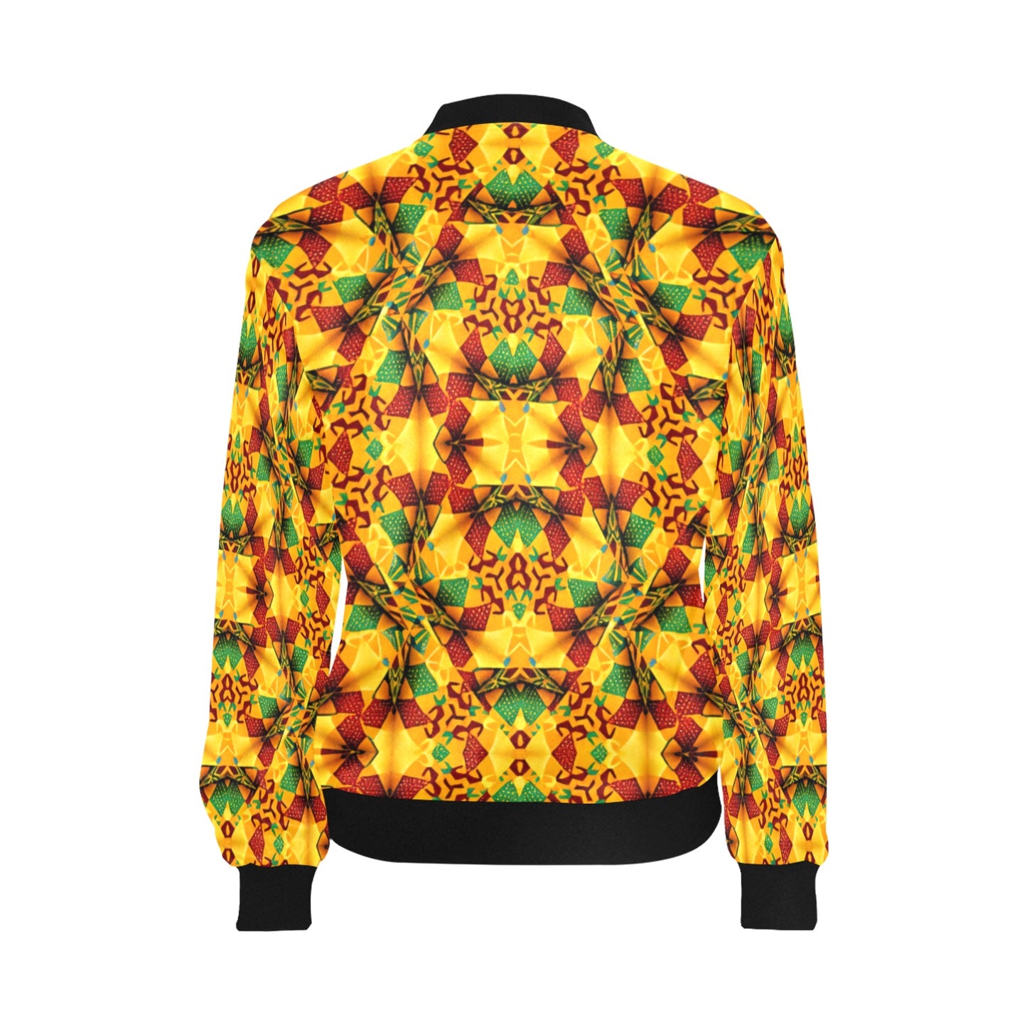Women's Vibrant Autumn Kaleidoscope Pattern All Over Print Bomber Jacket