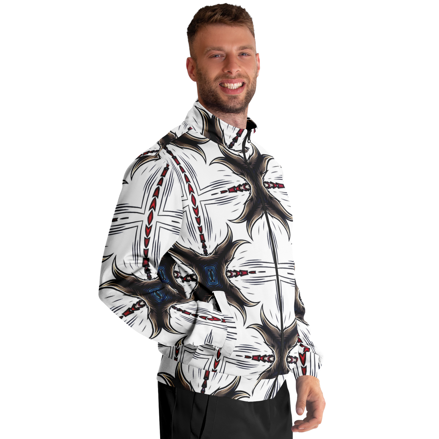 Men's Abstract Symmetry Pattern Polyester Track Jacket