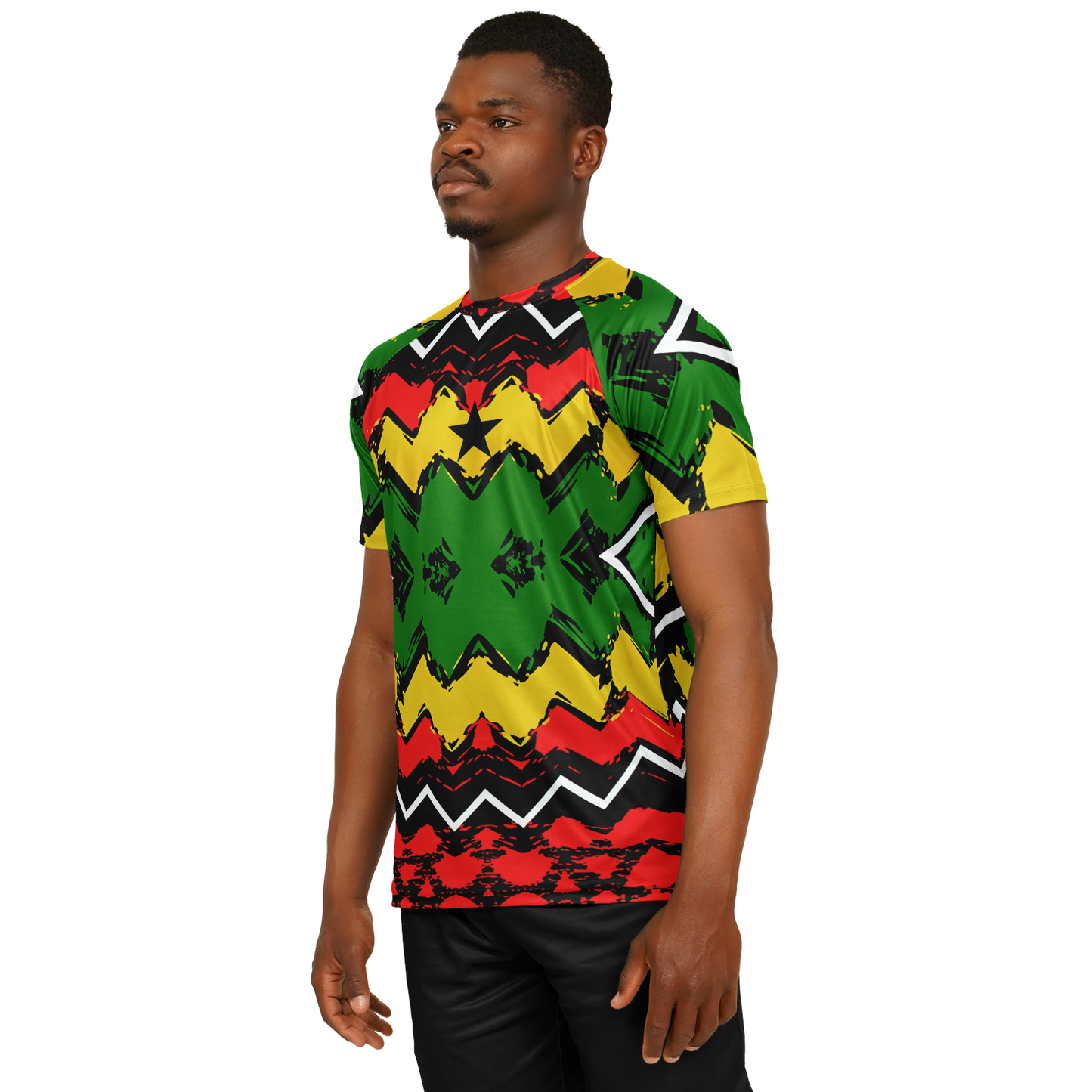 Men's Ghana Flag & Black Star Pattern All-Over Print Soccer Jersey