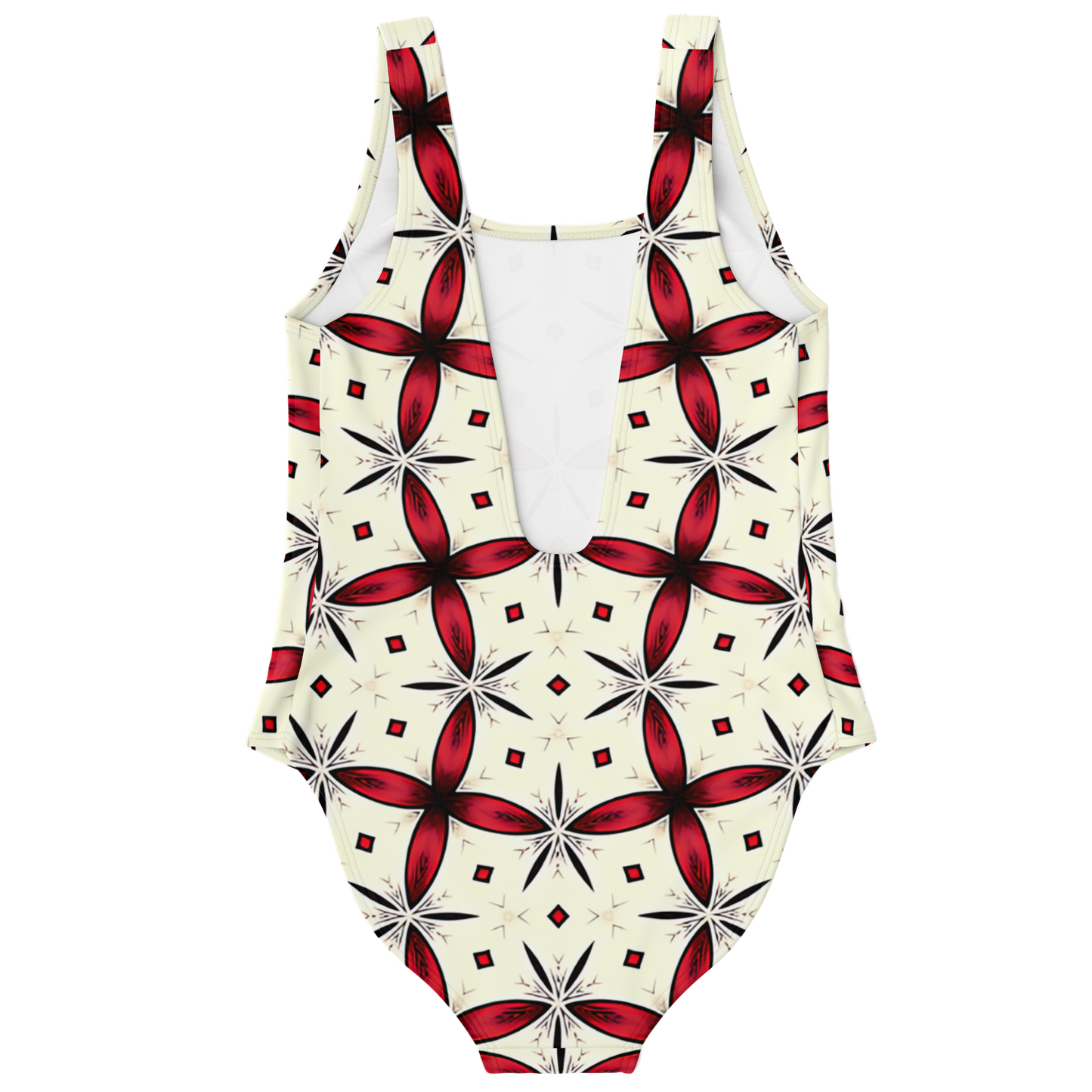 Women's Red & Black Geometric Pattern One-Piece Swimsuit