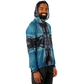 Men's Abstract Blue Geometric Design All Over Print Long Sleeve Hooded Performance Shirt