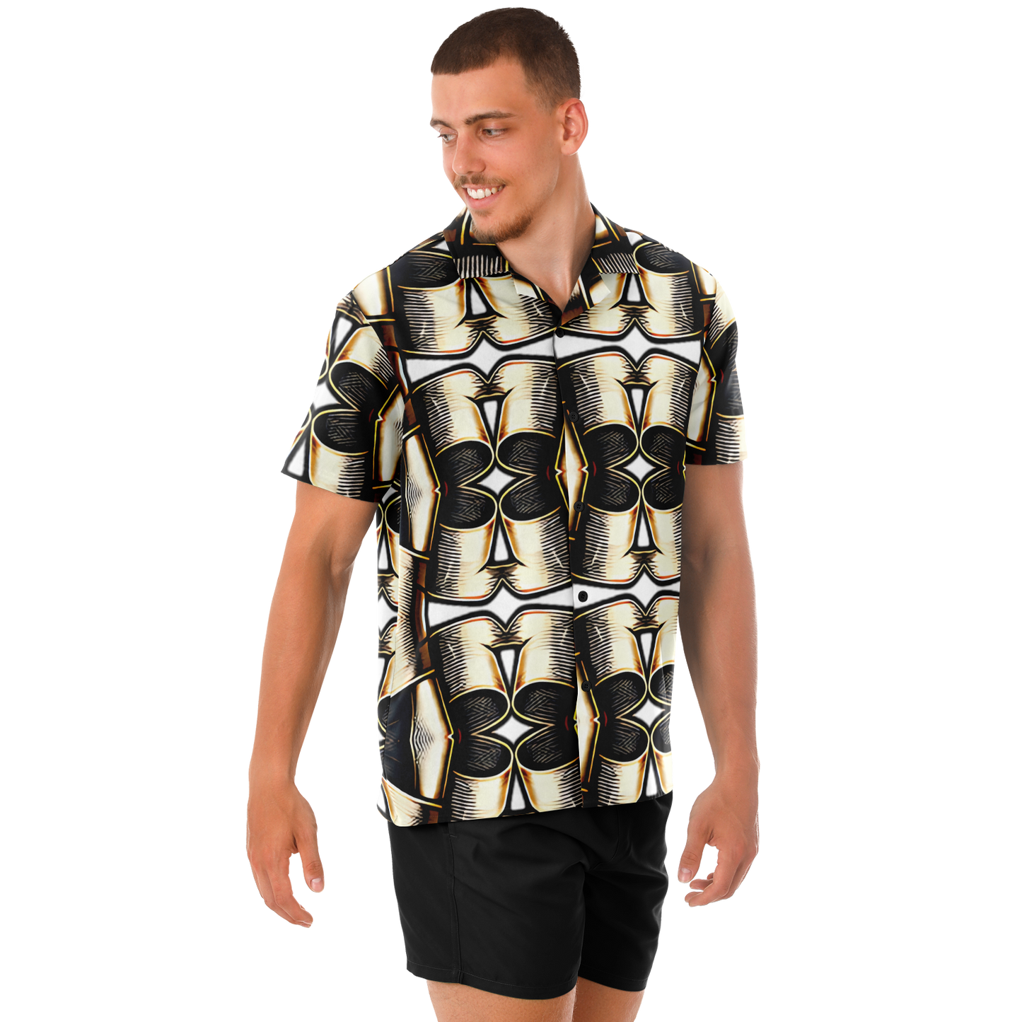 Men's Spread Collar Short Sleeve Button-Down Shirt