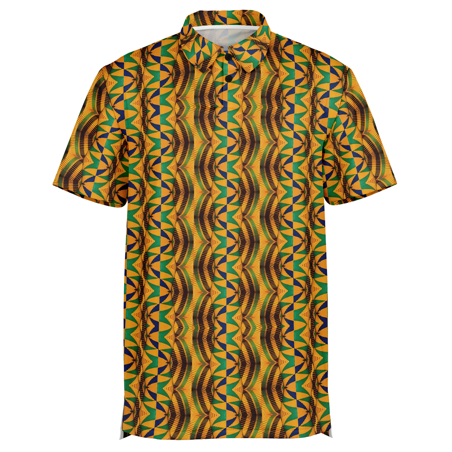 Men's African Kente Geometric Pattern All-Over Print Polo Shirt