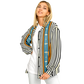 Women's Striped Retro Blue & Orange Patten All Over Print Baseball Jacket