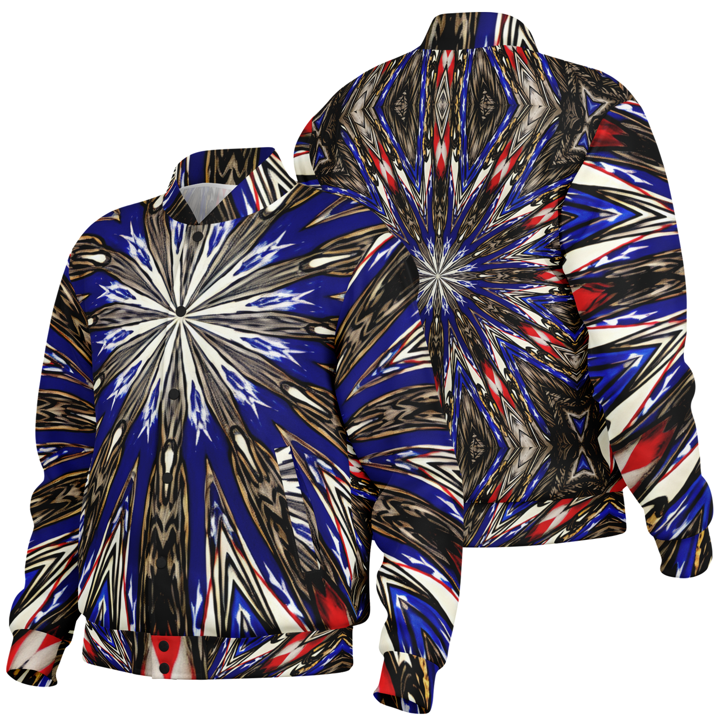Women's Starburst Patriotic Colors Pattern All-Over-Print Baseball Jacket