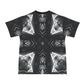 Men's Black & White Geometric Pattern All Over print All Over Print Ribbed Collar T-Shirt
