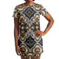 Women's Neutral Geometric Floral Pattern All Over print T-Shirt Dress