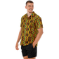 Men's African Kente Kaleidoscope Pattern All-Over Print Spread Collar Short Sleeve Button-Down Shirt