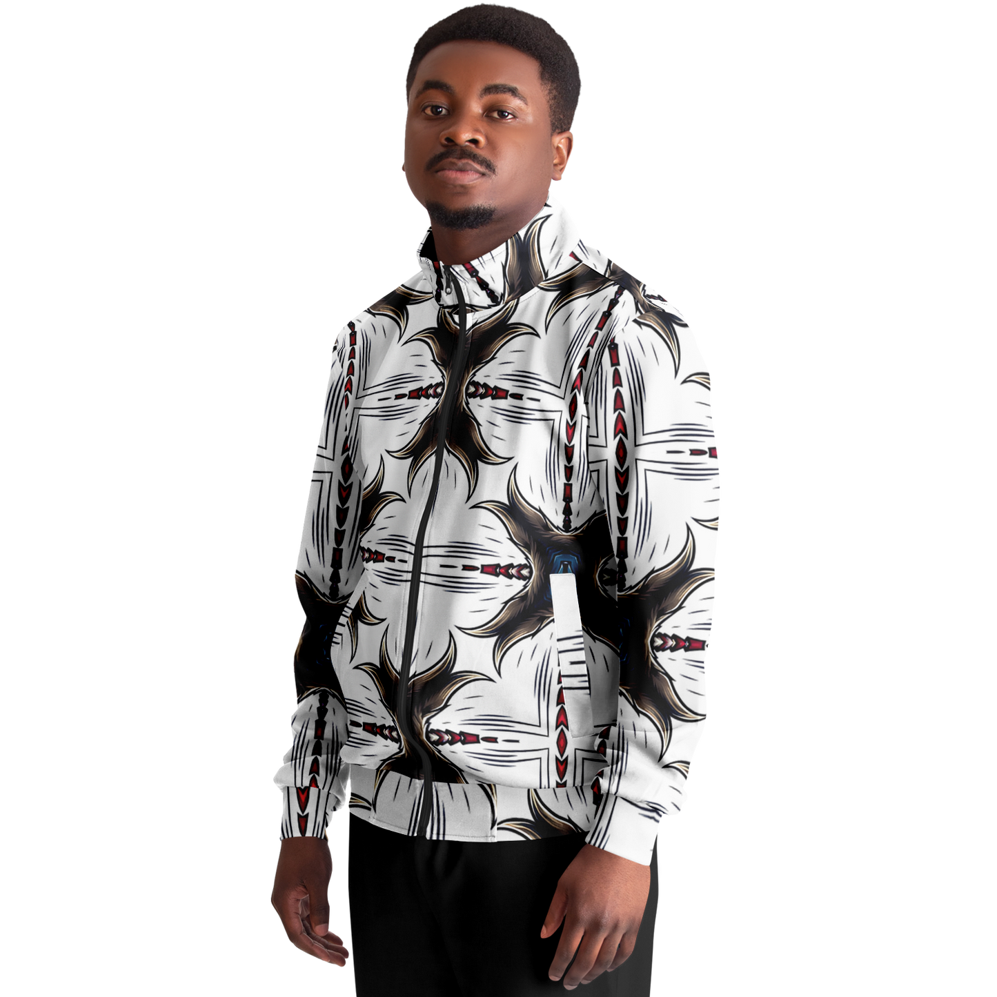 Men's Abstract Symmetry Pattern Polyester Track Jacket