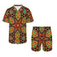 Men's African Kente Geometric Star Pattern All-Over Print Hawaiian Shirt & Shorts Set