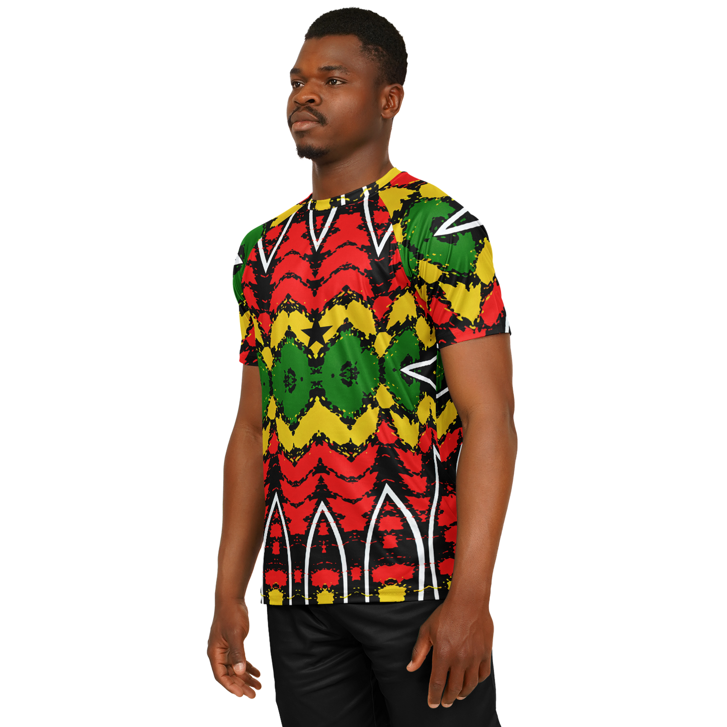 Men's Ghana Flag & Black Star Pattern All-Over Print Soccer Jersey