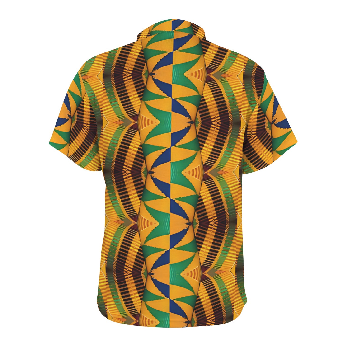 Women's African Kente Geometric Pattern All-Over Print Zipper Polo Shirt