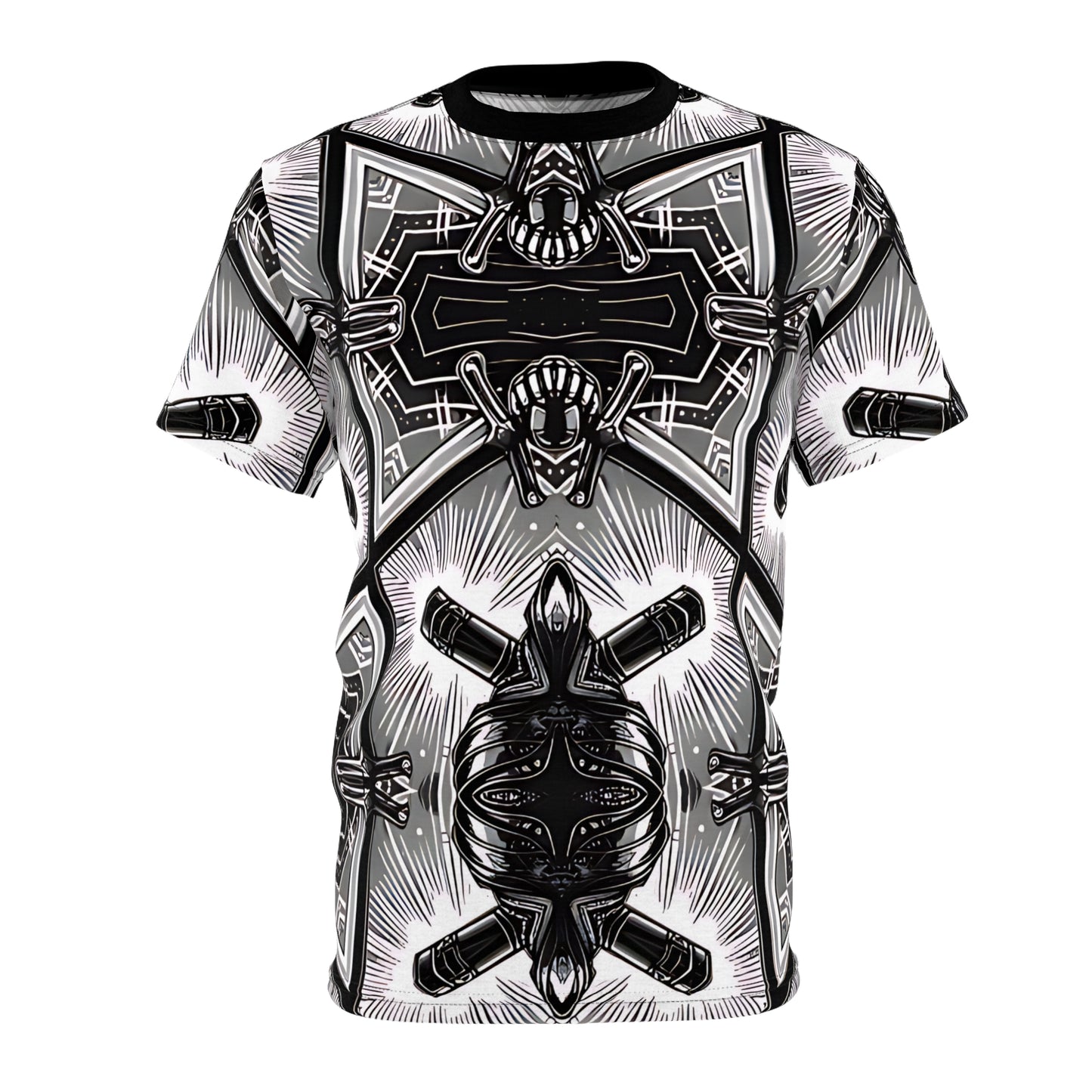 Women' Monochrome Gothic Kaleidoscope Pattern All Over Print Tee