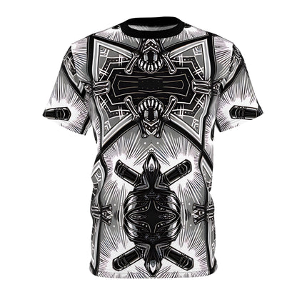 Women' Monochrome Gothic Kaleidoscope Pattern All Over Print Tee