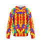 Men's Bold Rainbow Kente-Inspired Geometric Pattern All Over Print Fleece Full-Zip Hoodie