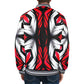 Men's Abstract Red, White & Black Pattern All-Over Print All Over Print Men's Striped Trim Bomber Jacket