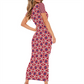 Women's Round Neck Long Dress Short Sleeve Bodycon Pencil Dress