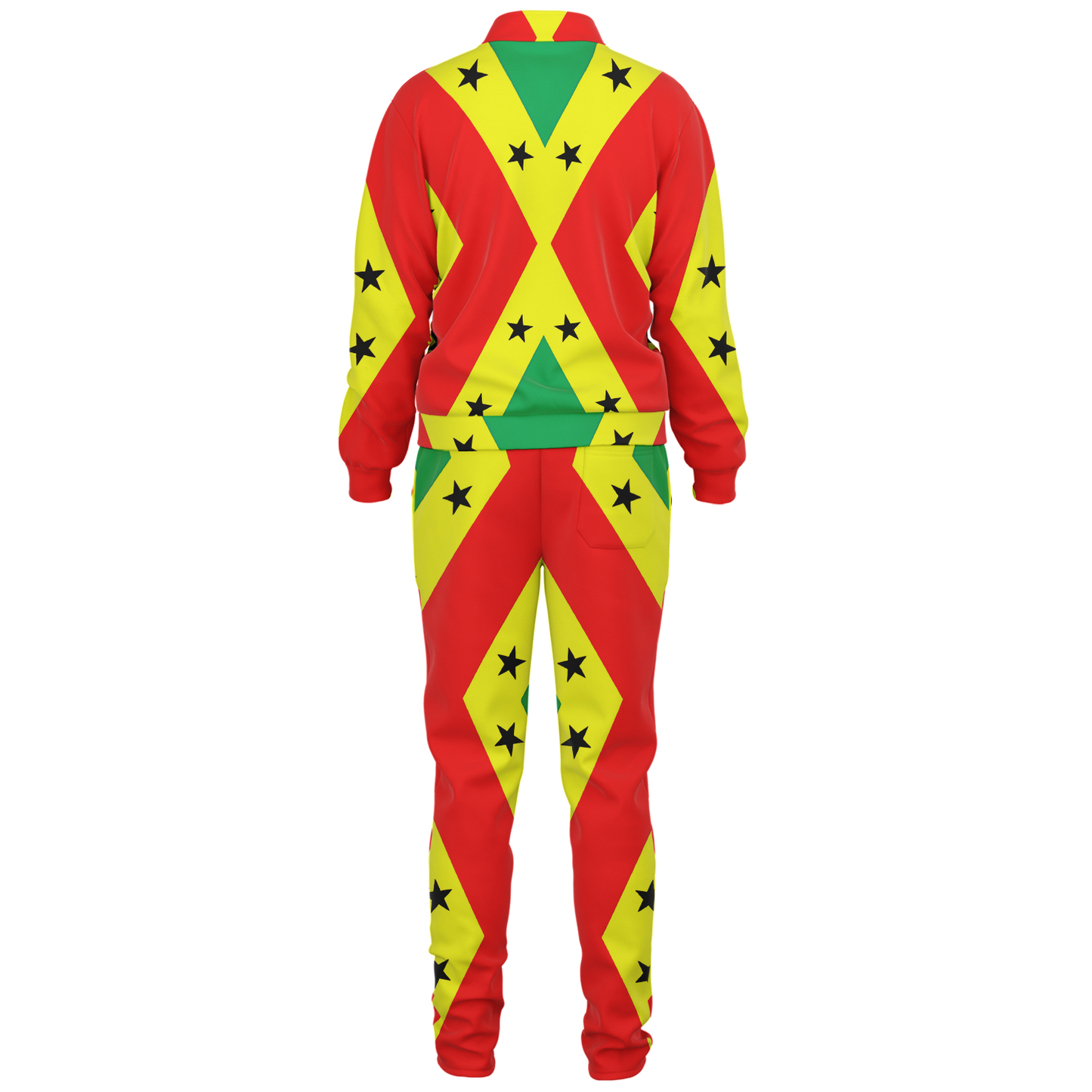Women's Red Yellow Green Black Stars Pride Flag Track Jacket and Pants