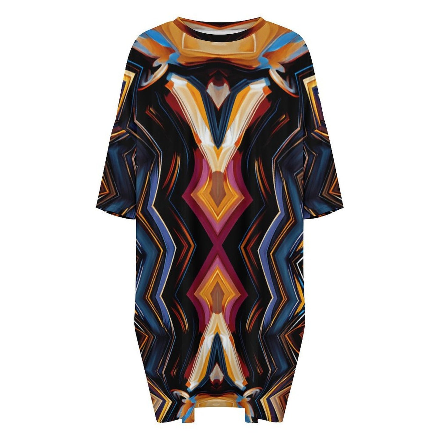 Women's Bold Geometric All-Over Print Oversized T- Shirt Loungewear