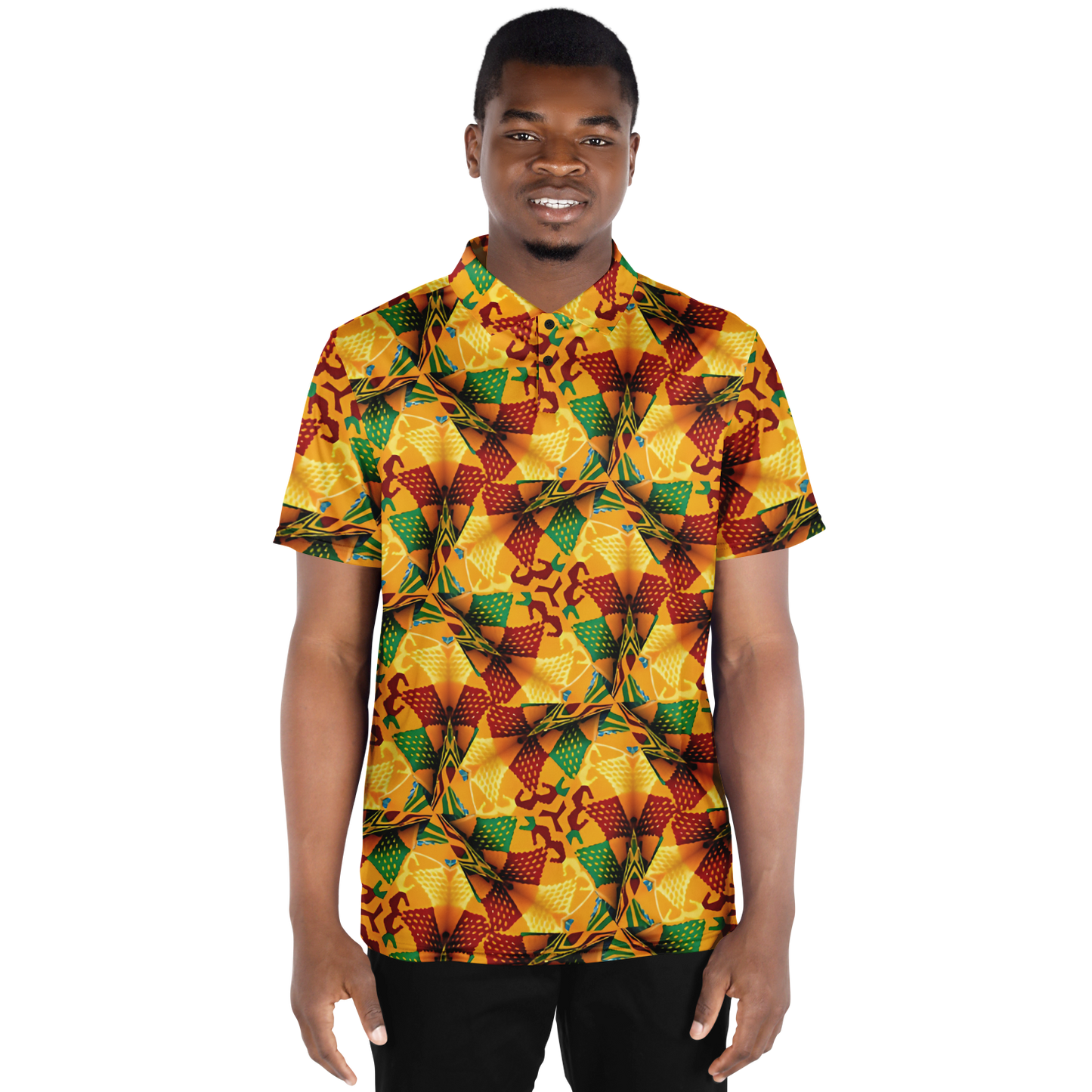 Men's Vibrant Autumn Kaleidoscope Polyester Polo Shirt