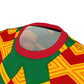 Men Bold Green, Red & Gold African Kente-Inspired Pattern  All-Over Print Tee
