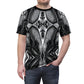 Men's Black & Silver Symmetry Pattern All-Over Print Tee