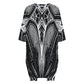 Women's Black & Silver Symmetry Pattern All-Over Print Oversized T- Shirt Loungewear