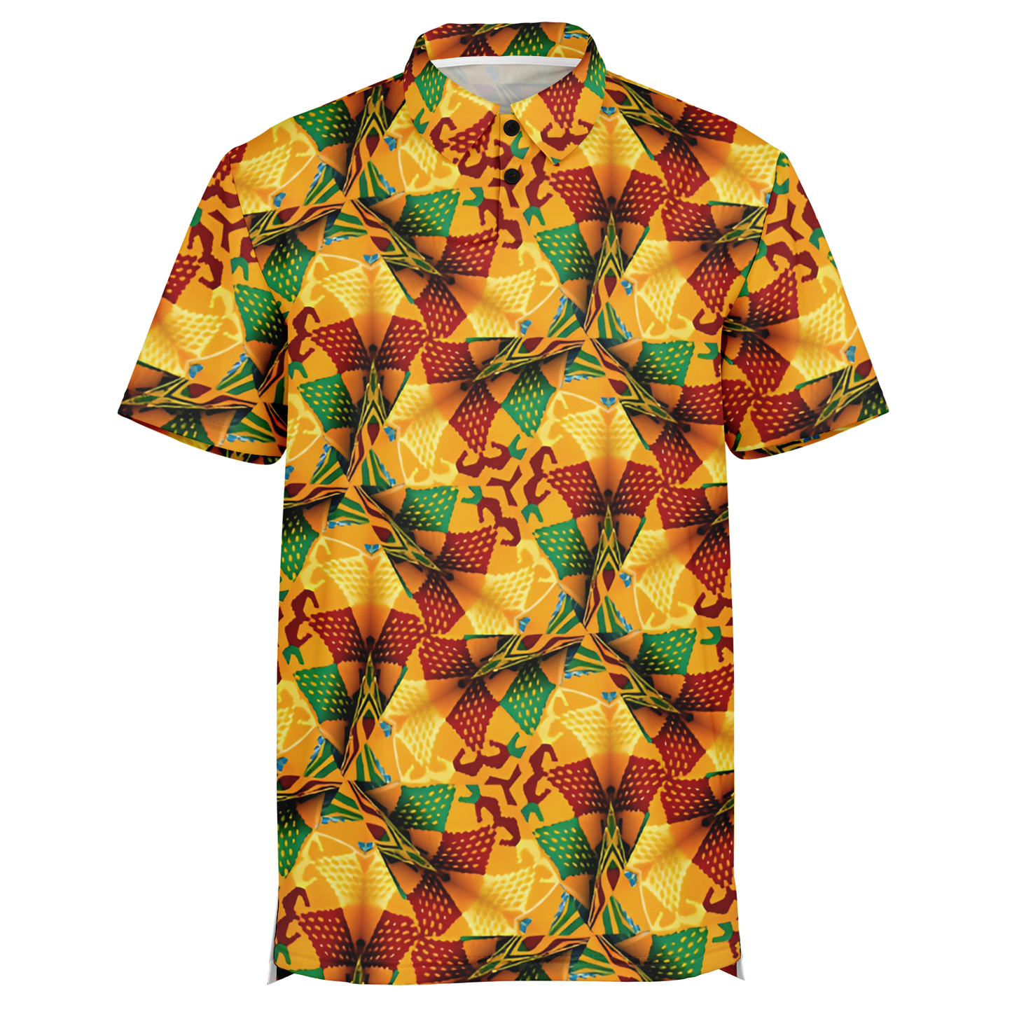 Men's Vibrant Autumn Kaleidoscope Polyester Polo Shirt