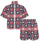 Women's Patriotic Red White Blue Geometric Windbreaker Short Set