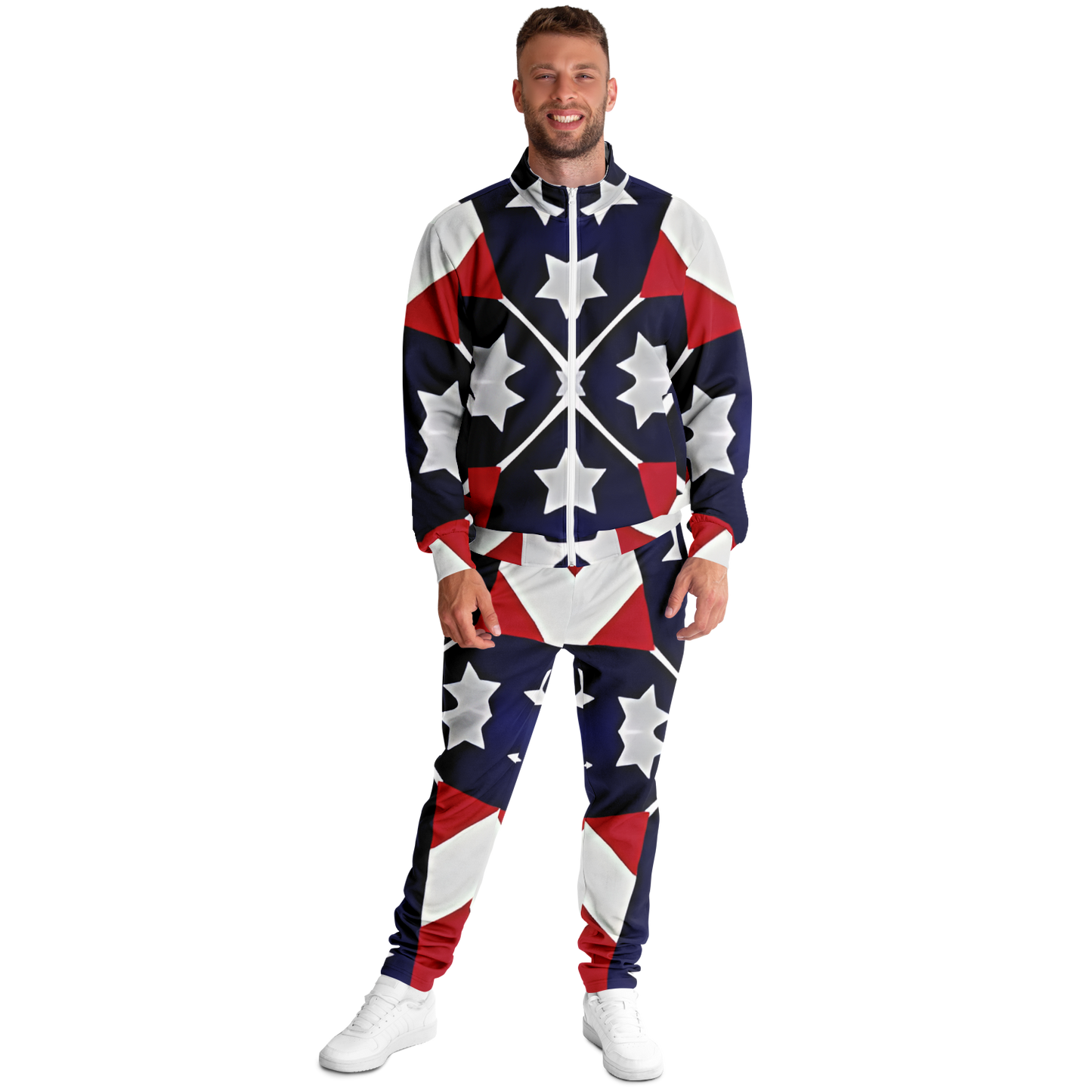 Men's Patriotic Star Flag Track Jacket and Pants
